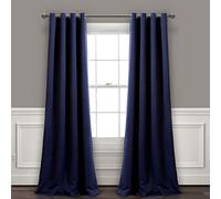 Lush Décor Insulated Grommet Blackout Curtain Panels Navy Pair Set 52x95