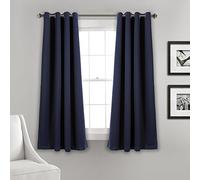 Lush Decor Insulated Grommet Blackout Curtains Panel Pair, 52" W x 63" L, Navy