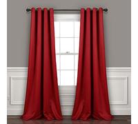 Lush Decor Insulated Grommet Blackout Linen Window Curtain Panel (Single Panel), 108" L x 52" W, Red
