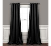 Lush Decor Insulated Grommet Blackout Window Curtain Panels, Pair, 52" W x 120" L, Black - Classic Modern Design - 120 Inch Curtains - Extra Long Curtains For Living Room, Bedroom, Or Dining Room