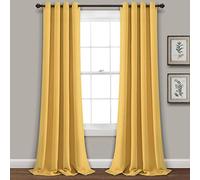Lush Decor Insulated Grommet Blackout Window Curtain Panels, Pair, 52" W x 120" L, Yellow - Classic Modern Design - 120 Inch Curtains - Extra Long Curtains For Living Room, Bedroom, Or Dining Room