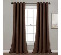 Lush Decor Insulated Grommet Blackout Window Curtain Panels, Pair, 52" W x 84" L, Chocolate - Classic Modern Design - Chic Window Decor - Long Curtains For Living Room, Bedroom, Or Dining Room