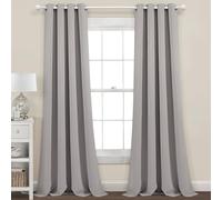 Lush Decor Insulated Grommet Blackout Window Curtain Panels, Pair, 52" W x 84" L, Gray - Classic Modern Design - Chic Window Decor - Long Curtains For Living Room, Bedroom, Or Dining Room