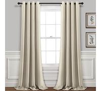 Lush Decor Insulated Grommet Blackout Window Curtain Panels, Pair, 52" W x 84" L, Neutral - Classic Modern Design - Chic Window Decor - Long Curtains For Living Room, Bedroom, Or Dining Room