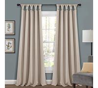 Lush Decor Insulated Knotted Tab Top Blackout Window Curtain Panel Pair, 84" x 52", Wheat, Polyester, 52" W x 84" L (Pack of 2)