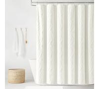 Lush Decor Jacquard Wave Shower Curtain, Single, 72" W x 72" L, Soft White - Tufted Texture Design - White Shower Curtain for Bathroom - Cottage & Coastal Bathroom Décor