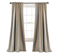 Lush Decor Julia Stripe Curtains | Light Filtering Striped Window Panel Set for Living, Dining, Bedroom (Pair), 84” x 52”, Gray