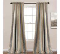 Lush Decor Julia Stripe Light Filtering Window Curtain Panel Pair, 95" Long x 52" Wide, Gray