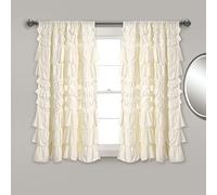 Lush Decor Kemmy Window Curtain Panel (Single), 63" Long x 52" Wide, Ivory