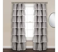 Lush Decor Lace Ruffle Window Curtain Panel, 84" x 52", Gray