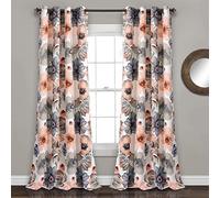 Lush Decor Leah Floral Insulated Grommet, Polyester, Coral and Gray, 52" W x 95" L (Pack of 1)