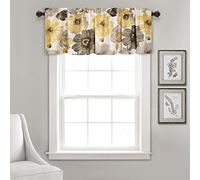 Lush Decor Leah Floral Insulated Grommet, Polyester, Yellow and Gray, Valance