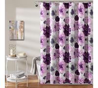 Lush Decor Leah Floral Shower Curtain, 72" W x 72" L, Purple & Gray - Pretty Purple Shower Curtain - Spring Decor - Colorful Blooming Flowers - Country Cottage & Farmhouse Bathroom Decor