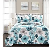 Lush Decor Leah Quilt Blue 3Pc Set King