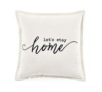 Lush Decor Let's Stay Home Script Decorative Single Pillow Cover, 20" x 20", White