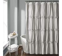 Lush Decor, Light Gray Darla Ruched Floral Bathroom Shower Curtain, x 72
