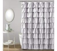 Lush Decor, Lilac Ruffle Shower Curtain | Floral Textured Shabby Chic Farmhouse Style Design, x 72