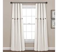 Lush Decor Linen Button 100% Lined Blackout Window Curtain Panel Off White Single 40X84