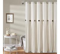 Lush Decor Linen Button Shower Curtain, Off White, 72" x 72"
