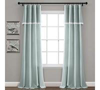 Lush Decor Linen Lace Window Curtain Blue 84" x 38"