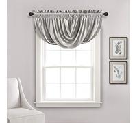 Lush Decor Lucia Elegant Waterfall Valance for Living Room Kitchen, and Bedroom, Soft Polyester Window Curtain, Single -Light Gray (42" W x 18" L)