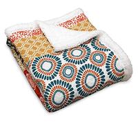 Lush Decor Lush Décor Bohemian Stripe Sherpa Throw, 60 inch x 50 inch, Turquoise/Orange, 60" by 50"