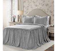 Lush Decor Lush Décor Ticking Stripe Bedspread Black Vintage Chic Farmhouse Style Lightweight 3 Piece Set Queen, Polyester