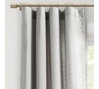Lush Decor Luxury Modern Square Embroidery Border Window Curtain Panel (Single Panel), 52" W x 84" L, Light Gray