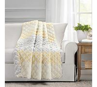 Lush Decor Medallion Ombre Throw Blanket, 60" x 50", Yellow & Gray
