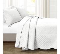 Lush Decor Medallion Scallop 5 Piece Bedspread Set, King, White