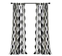 Lush Decor Mid Century Geo Room Darkening Window Curtain Panel Pair, 52" W x 84" L, Black & Gray