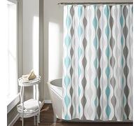 Lush Decor Mid Century Geo Shower Curtain, 72" x 72", Blue & Gray