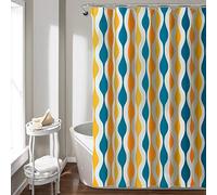 Lush Decor Mid Century Geo Shower Curtain, 72" x 72", Turquoise & Orange