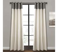 Lush Decor Milo Linen Window Curtain Panel Pair, 84" x 52", Gray & Off-White, Gray
