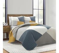 Lush Decor Modern Color Block Quilt Multi 3 Piece Set Full/Queen - Soft Lightweight Quilted Minimalist Mid Century Bedding Set for All Season