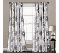 Lush Decor Multi Circles Room Darkening Window Curtain Panel Pair, 84" x 52", Charcoal