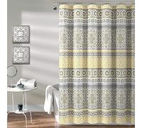 Lush Decor Nesco Stripe Shower Curtain, 72" x 72", Yellow & Gray