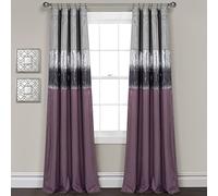 Lush Decor Night Sky 100% Blackout Lined Window Curtain Panel, Single, 42" W x 84" L, Purple & Gray - Sparkle Sequins & Color Block - Modern Glam Decor - Blackout Curtains For Bedroom & Living Room