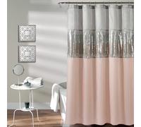 Lush Decor Night Sky Shower Curtain, 72" x 72", Gray & Blush