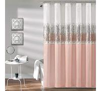 Lush Decor Night Sky Shower Curtain, 72" x 72", White & Blush