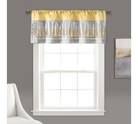 Lush Decor Night Sky Valance, Single, 52" W x 18" L, Yellow & Gray - Sequin Curtain - Sparkle & Color Block - Kitchen Curtain Valance - Modern Glam Decor - Bathroom Or Kitchen Valance For Windows