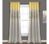 Lush Decor Night Sky Window Curtain Panel for Living, Bedroom, Dining Room (Single Curtain), 42" W x 84" L, Yellow & Gray