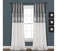 Lush Decor Night Sky Window Curtain Single Panel, Polyester, Gray & White, 42" W x 84" L (Pack of 1)