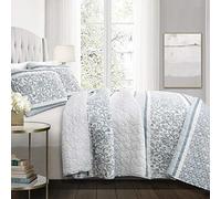Lush Decor Nisha 3 Piece Quilt Set, King, Blue
