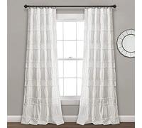 Lush Decor Nova Ruffle Window Curtain Panel Pair, 42" W x 84" L, White