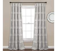 Lush Decor Nova Ruffle Window Curtain Panel Pair, 84" x 42", Gray