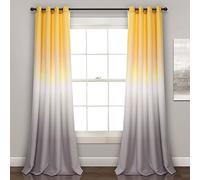 Lush Decor Ombre Fiesta Curtains Light Filtering Window Panel Set for Living, Dining, Bedroom (Pair), 52" W x 84" L, Yellow & Gray