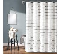 Lush Decor Ombre Stripe Yarn Dyed Cotton Shower Curtain, 72" W x 72" L, Gray & Multi - Colorful Tufted Stripes - Ombre Shower Curtain - Boho, Coastal & Farmhouse Bathroom Decor