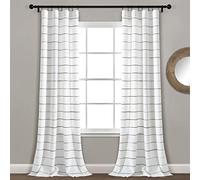 Lush Decor Ombre Stripe Yarn Dyed Cotton Window Curtain Panel Pair, 108" Long x 40" Wide, Gray