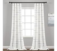 Lush Decor Ombre Stripe Yarn Dyed Cotton Window Curtain Panel Set - Colorful Tufted Yarn Stripe Detail - 2 Window Panels - 40" W x 95" L, Yellow & Gray